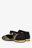 Pre-loved Chanel™ 2021 Black/Metallic Gold Quilted CC Turnlock Flats Size 36.5
