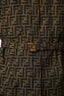 Fendi Brown Silk Zucca Double Pocket Jacket Size 38 with Belt