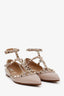 Valentino Beige Patent Leather Rockstud Caged Flats Size 37