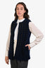 Marco de Vincenzo Navy Shearling Studded Long Vest Size 38