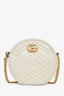 Gucci White Leather Marmont Round Mini Shoulder Bag