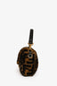 Fendi Brown/Black Shearling FF Baguette Bag with Strap