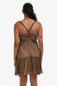 Christian Dior Black/Brown Silk Leopard Print Ruched Mini Dress Size 4