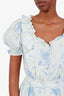 LoveShackFancy Blue/White Cotton Ruffled Mini Dress Size XS