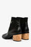 Pre-Loved Chanel™ 2019 Black Calfskin Leather Cork CC Logo Ankle Boots Size 40.5