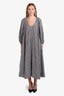 Bernadette Dark Brown/White Gingham Puff Sleeve Dress Size 36