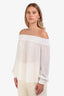 Ramy Brook White Sheer Off-the-Shoulder Long Sleeve Top Size M/L