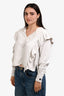 Isabel Marant Etoile Light Grey Ruffle Details Long Sleeve Top Size 36