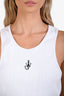 JW Anderson White Ribbed Knit Logo Embroidered Sleeveless Top Size S