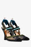 Fendi Black/Teal Mesh Sport 'Colibri' Slingback Heels Size 38