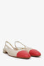 Pre-loved Chanel™ Pink Leather Cap Toe Slingback Sandals Size 36.5