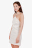 Off-White White/Silver Cotton Blend Tweed Halter Mini Dress Size 36