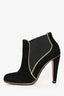 Christian Louboutin Black Suede Gold Piping Bootie Size 37