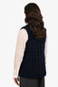 Marco de Vincenzo Navy Shearling Studded Long Vest Size 38