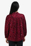 Ba&sh Burgundy Printed Long Sleeve Button Down Blouse Size 0