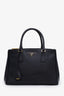 Prada Black Saffiano Leather Double Zip Galleria Tote With Strap