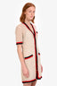 Gucci Cream/Red GG Monogram Lace Striped Trim Dress with Slip Size 40