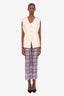 Pre-loved Chanel™ 23P Blue Silk CC Logo Pants Size 36