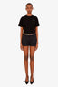 Prada Navy Blue Cotton Frayed Waistband Mini Shorts Size 44