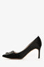 Manolo Blahnik Black Lace Satin Hangisi Heels Size 7