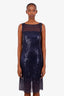Christina Perrin Blue Sequin Embellished Sleeveless Midi Dress Size 6