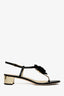 Jimmy Choo Black Leather Flower Mirror Block Heel Size 41