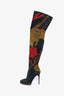 Burberry Blue/Red Suede Stiletto Thigh High Boots Size 36.5