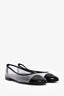 Pre-Loved Chanel™ Black/Clear PVC Interlocking CC Ballet Flat Size 38.5