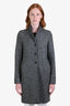 Harris Wharf London Grey Wool Check Detailed Coat Size 42