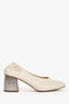 Jil Sander Navy/White Leather Block Heels Size 36.5