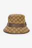 Gucci GG Supreme Canvas Brown Leather Bucket Hat
