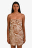 Faithfull The Brand Brown Zebra Print Tank Mini Dress Size 4