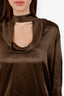 Tom Ford Brown Silk Cowl Neck Blouse Size 44