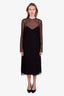 Salvatore Ferragamo Black Silk Blend Sheer Layered Dress with Slip Size 42