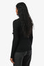 Balmain Black Wool Ribbed Ruffle Front Gold Button Sweater Size 36