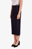 Gucci Navy Mohair Wool Detachable Crystal G Hip Detail Midi Skirt Size 36