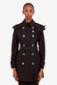 Burberry Brit Black Nylon Double Breasted Belted Short Trench Coat Size 4
