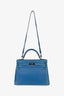 Hermès 2014 Blue Leather Ghilles Kelly 32 PHW
