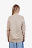 Burberry Beige/Pink Cotton Wool Blend Embroidered Oversized Cardigan Size XS