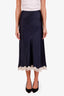 Doen Navy Silk Lace Midi Skirt Size XXL