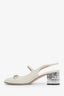 Gucci White Vernice Crystal Horsebit Charlotte 42mm Slingback Pumps Size 39