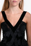 Nina Ricci Black Rouchet Velvet Bow Midi Dress est Size 6