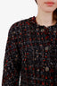 Pre-loved Chanel™ 2010 Black/Red Chunky Tweed Zipper Front Fringe Trimmed Jacket Size 40