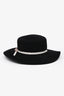 Eugenia Kim Black Rabbit Hair Floral Embellished Hat