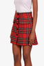 Miu Miu Red Wool Tartan Plaid Mini Skirt Size 40