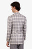 Pal Zileri White/Grey Cashmere & Silk Single Breasted Blazer Size 48 Mens