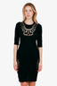 Moschino Black Cotton Embroidered Midi Dress Size 6