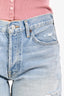 Agolde Light Denim Light Wash Blue Frayed Denim Shorts Size 27