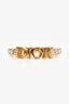 Christian Dior Gold Toned Crystal Logo Ring