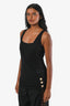 Balmain Black Crossover 3 Button Sleeveless Top Size 36